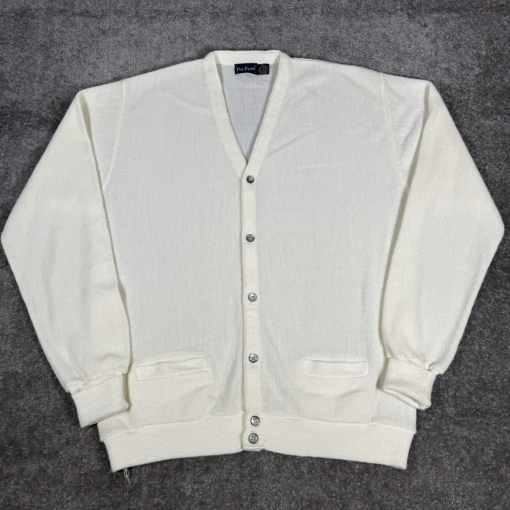 Vintage Par Four Cardigan Men's XLT Off White Long Sleeve USA Eclectic Grandpa‎